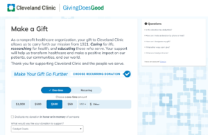 Cleveland Clinic’s online donation page